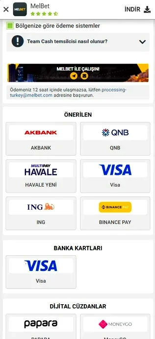 Mobil kasa · bölgesel yöntemler Melbet mobil kasa ekranında bölgeye göre ödeme sistemleri
